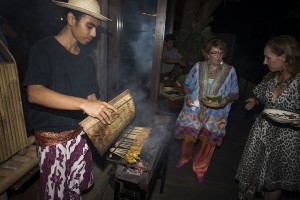 The wedding guests feeling a little bit peckish