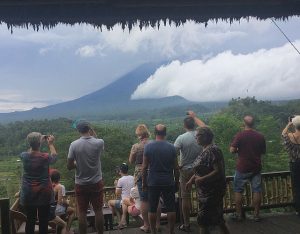 Clouds shroud Mt. Agung Volcano
